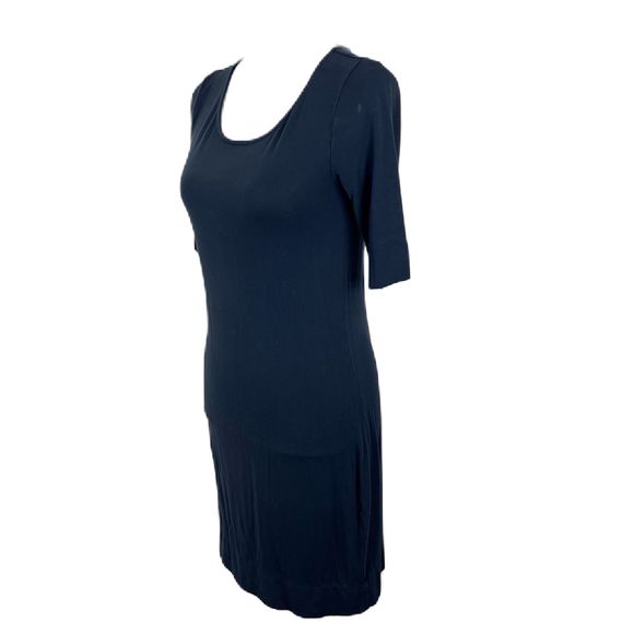 Adrienne Vittadini Dress Women Small Blue Stretch Short Sleeve Solid Casual - Picture 2 of 14